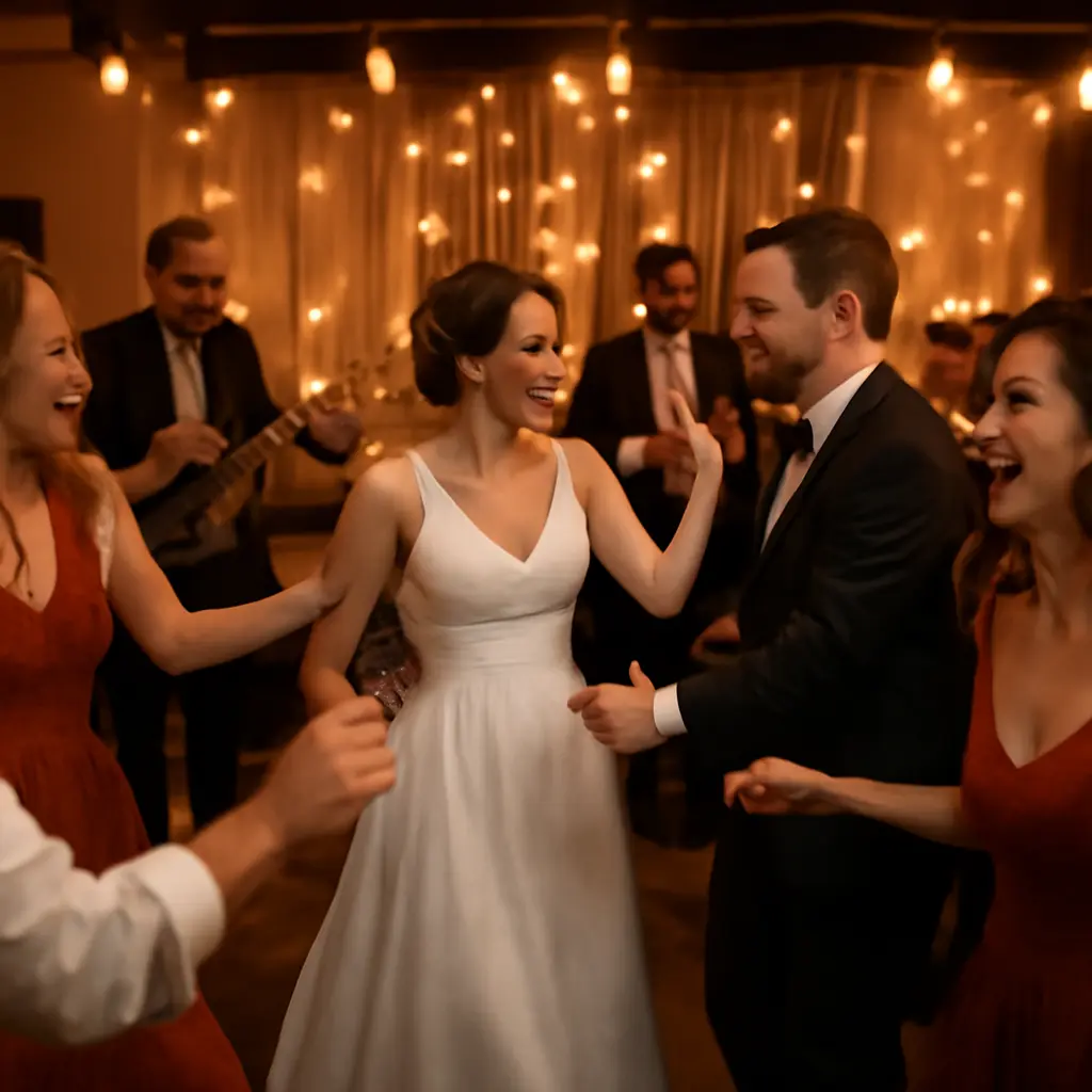 Reception with live band and guests enjoying entertainment