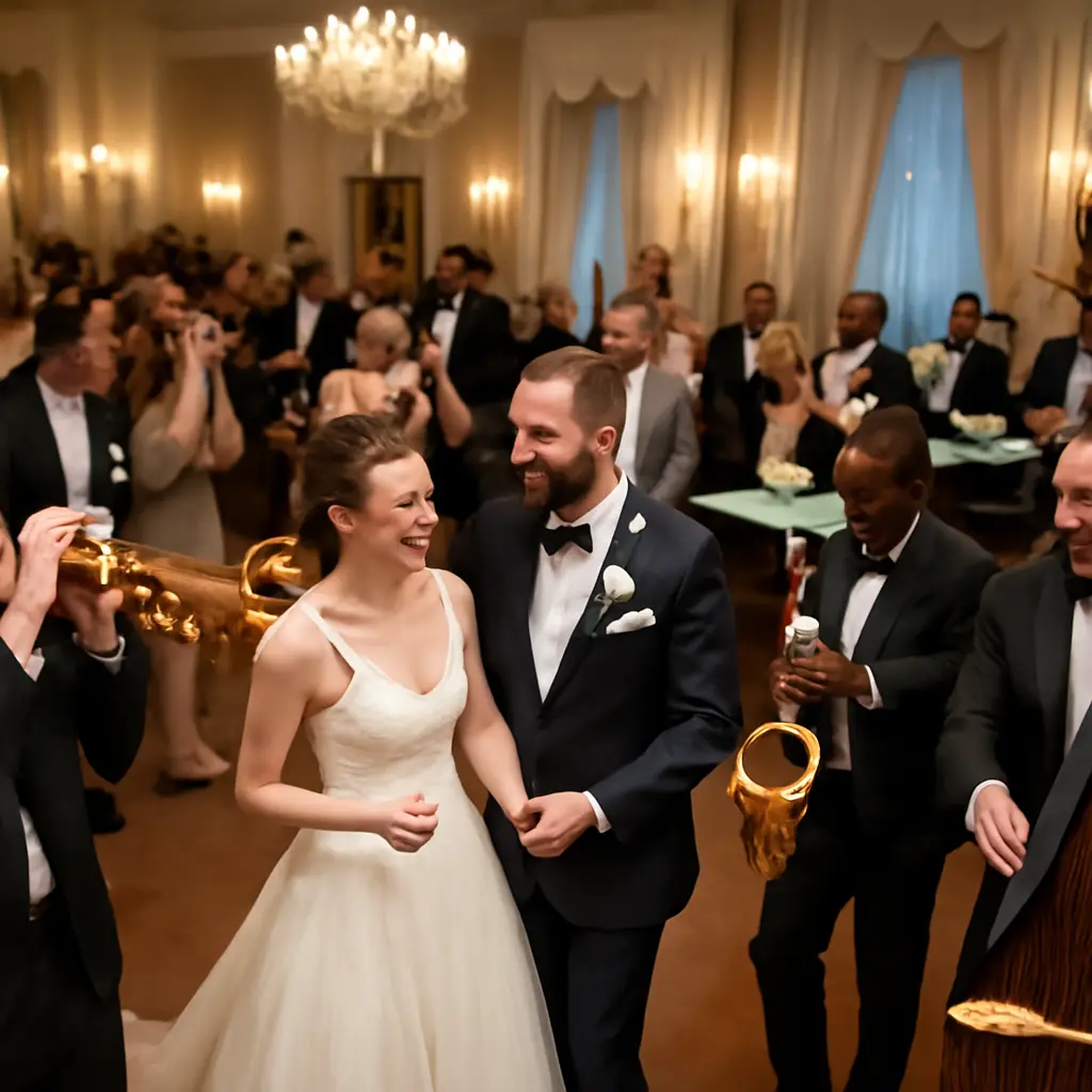A live band playing while guests enjoy casino-style tables in the background