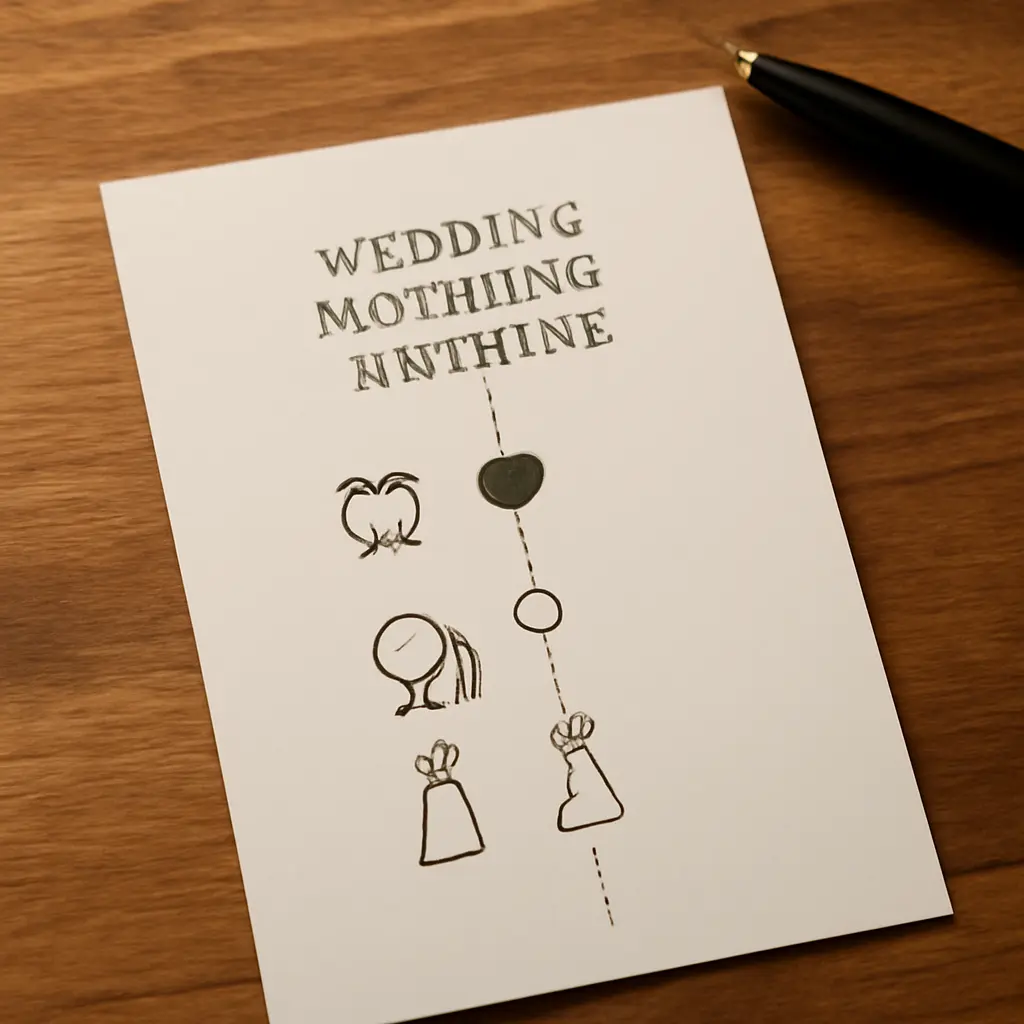 Wedding day timeline Close-up of wedding day timeline checklist on table